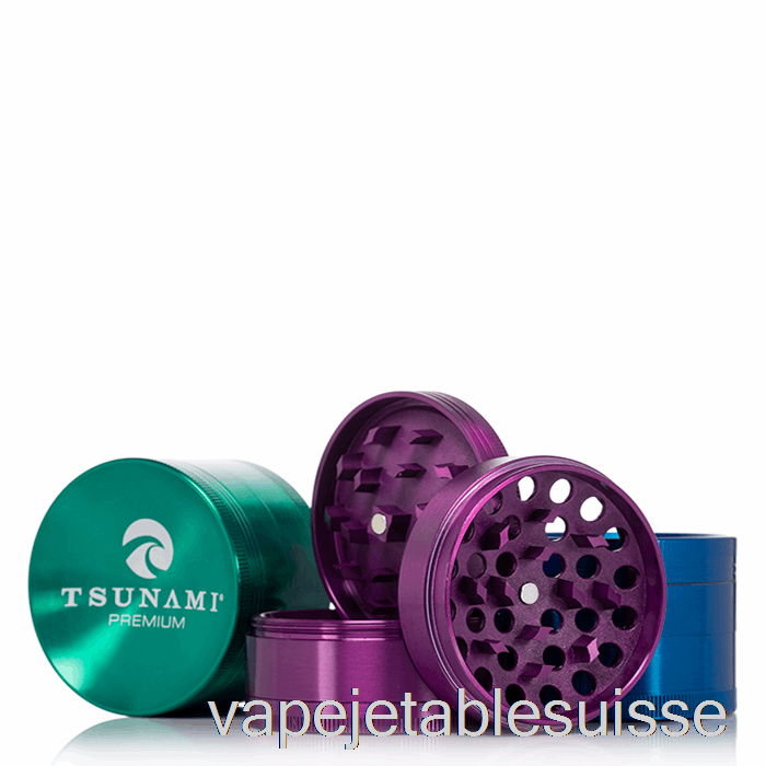 Vape Suisse Tsunami 2,4 Pouces 4 Pièces Broyeur Supérieur Encastré Arc-en-ciel (63 Mm)